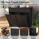 Double Tilt Out Trash Cabinet With Hideaway Drawer And Barn Door Style