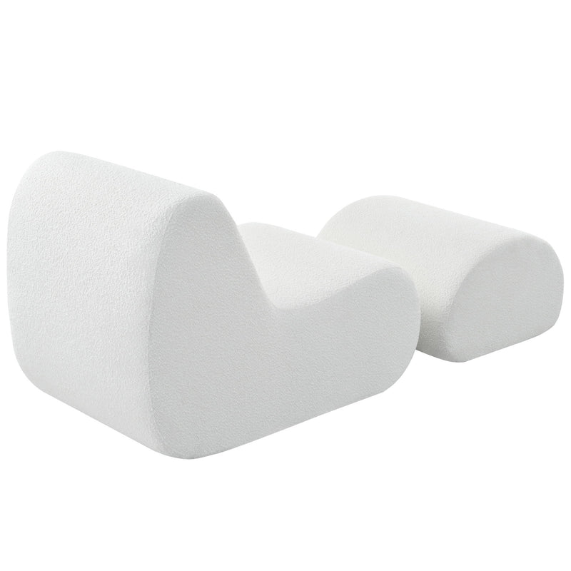 Curved Lounge Chair With Ottoman And High Resilience Foam