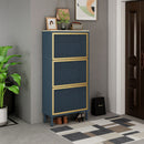 Modern Rattan 3 Door Shoe Rack Cabinet For Entryway