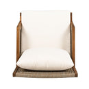 Acacia Wood Patio Furniture Club Chair, Outdoor Wicker Armchair, Deep Seating With Soft Cushions For Porch - Teak / Mix Brown