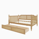 Traditional Style Rattan Daybed, No Box Spring Needed