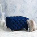 Modern Glam Ottoman With Velvet Upholstery And Button Tufted Design