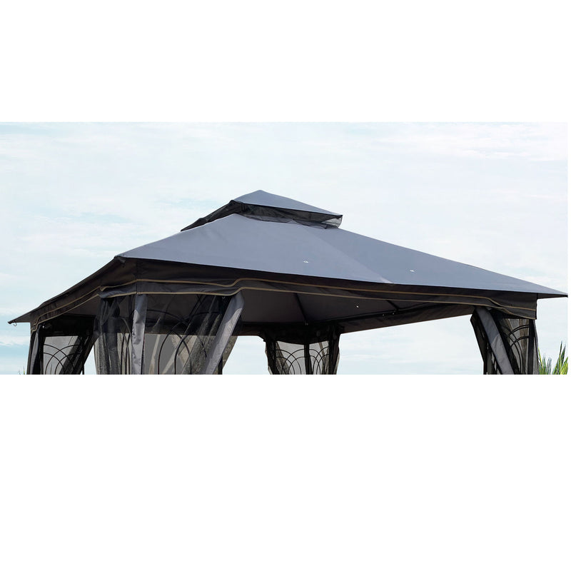 Patio Double Roof Gazebo Replacement Canopy Top Fabric