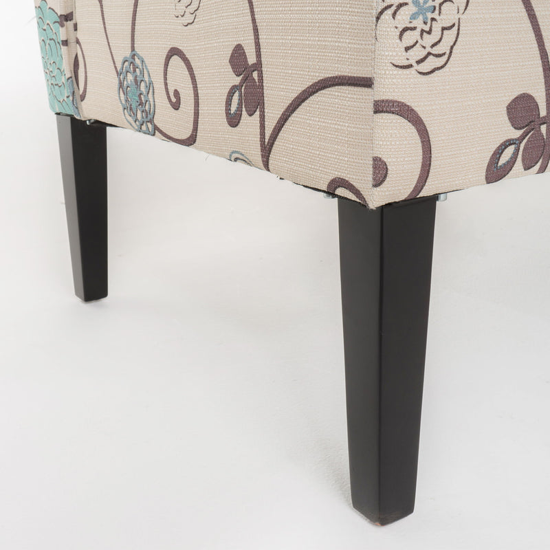 Contemporary Loveseat With Upholstered Fabric And Birch Wood Legs