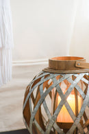 Decorative Lantern With Handle, Wooden Lantern For Indoor Outdoor, Home Garden, Wedding - Silver