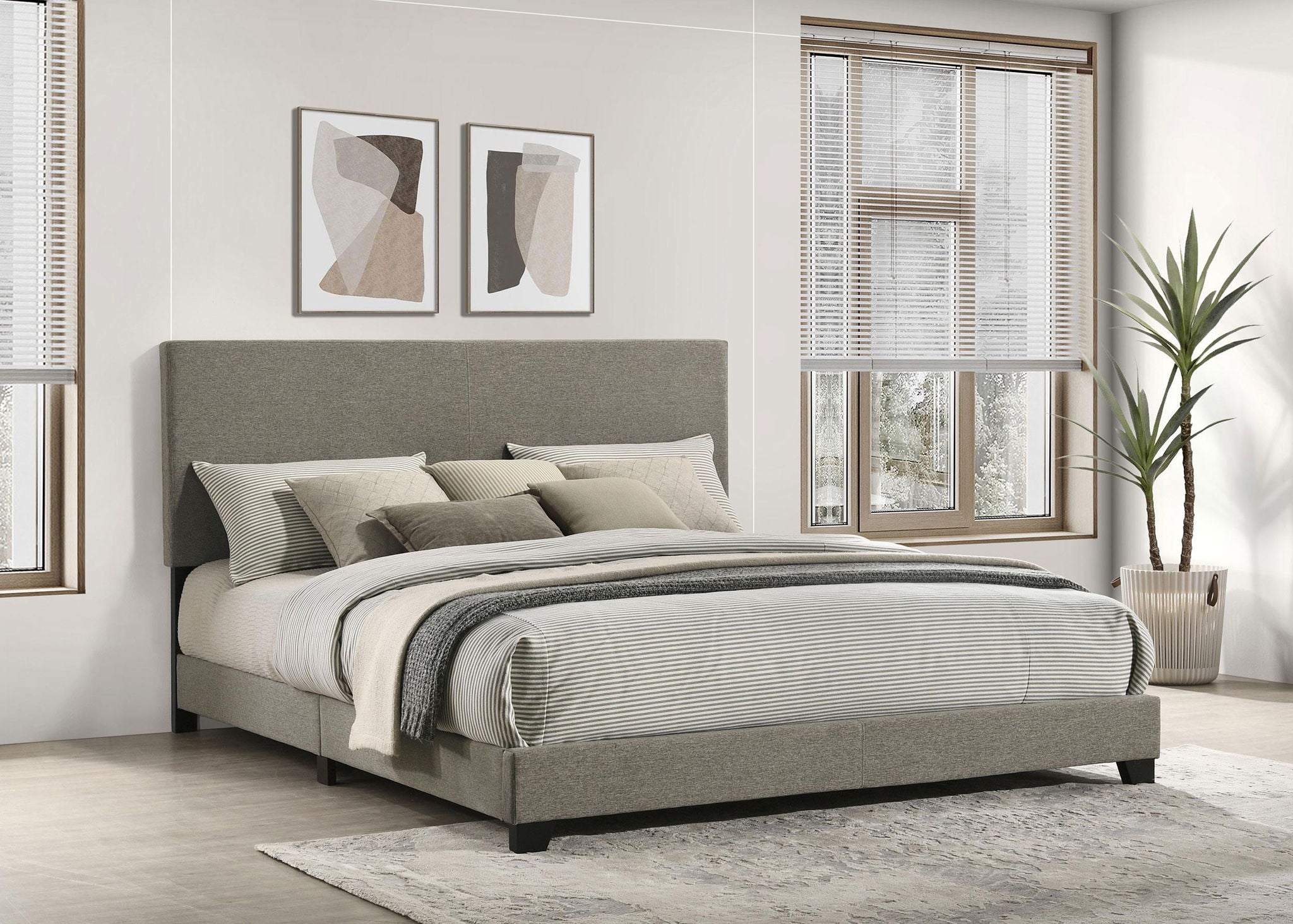 Dorian Fabric Upholstered California King Panel Bed Taupe