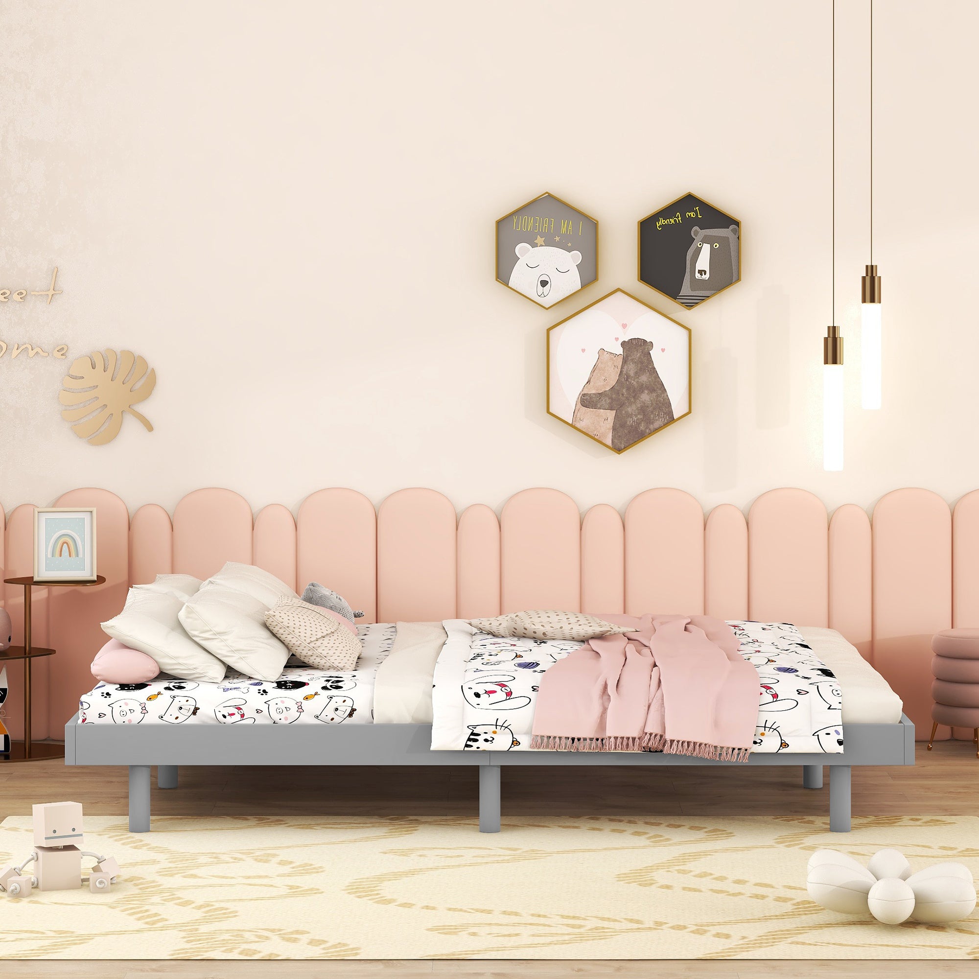 Modern Design Full Floating Platform Bed Frame for Grey Color - Atlantic Fine Furniture Melbourne FL