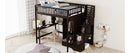 Full size Loft Bed with Bookshelf,Drawers,Desk,and Wardrobe-Espresso