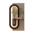 Adjustable LED Sandstone Wall Decor With Simulated Plants 3D Art Sculpture, Glass Vase & Rabbit Statue, Remote Control - Light Coffee