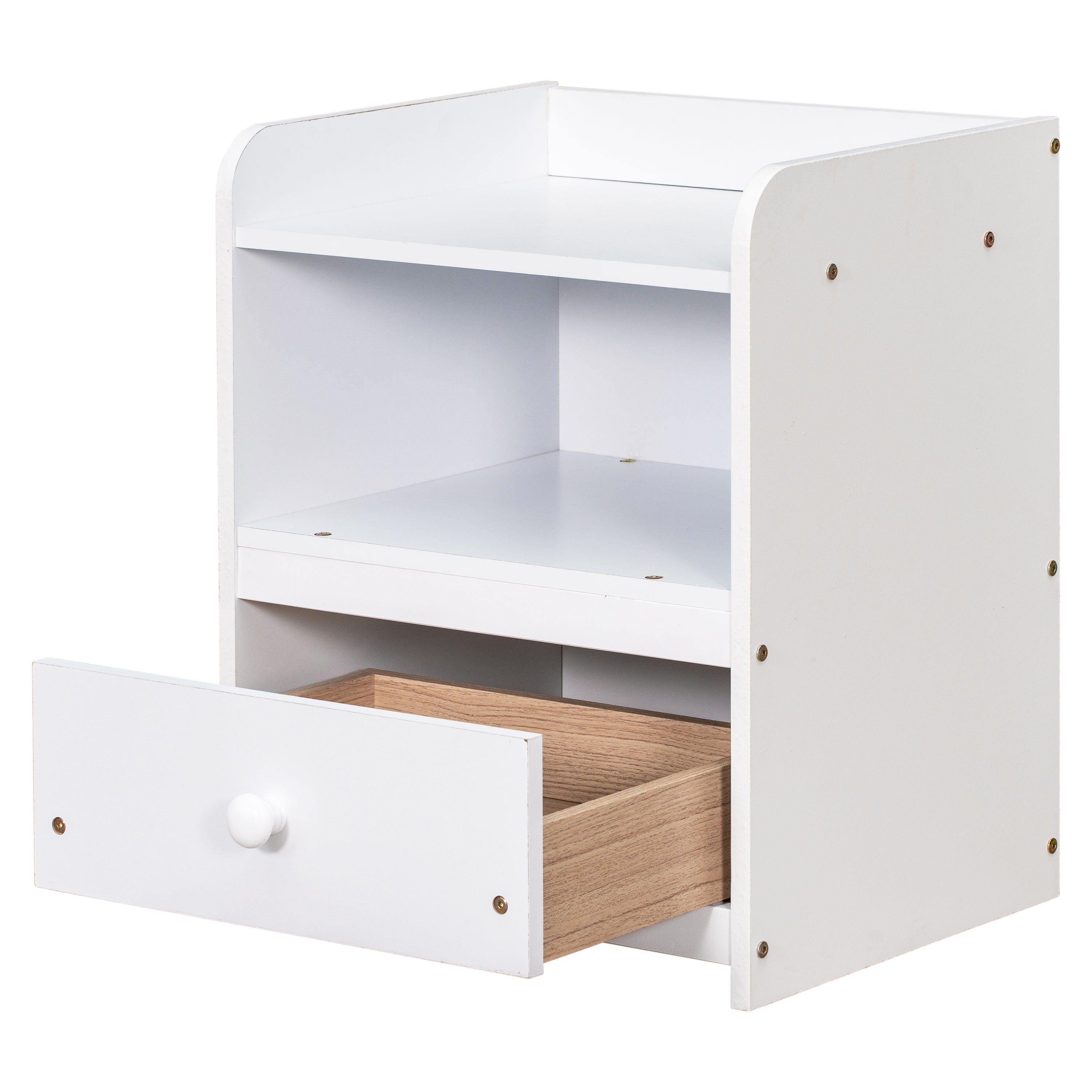 Nightstand, Bedside Table with Open Storage Cabinet, Drawer,White - Atlantic Fine Furniture Melbourne FL