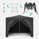 10'X10' Folding Canopy With 4 Removable Sidewalls Outdoor Event Shelter UPF 50+ Gazebo Portable Tents For Parties Beach Camping Wedding Ez Pop Up Canopy 4 Pieces Weight Bag + Carry Bag