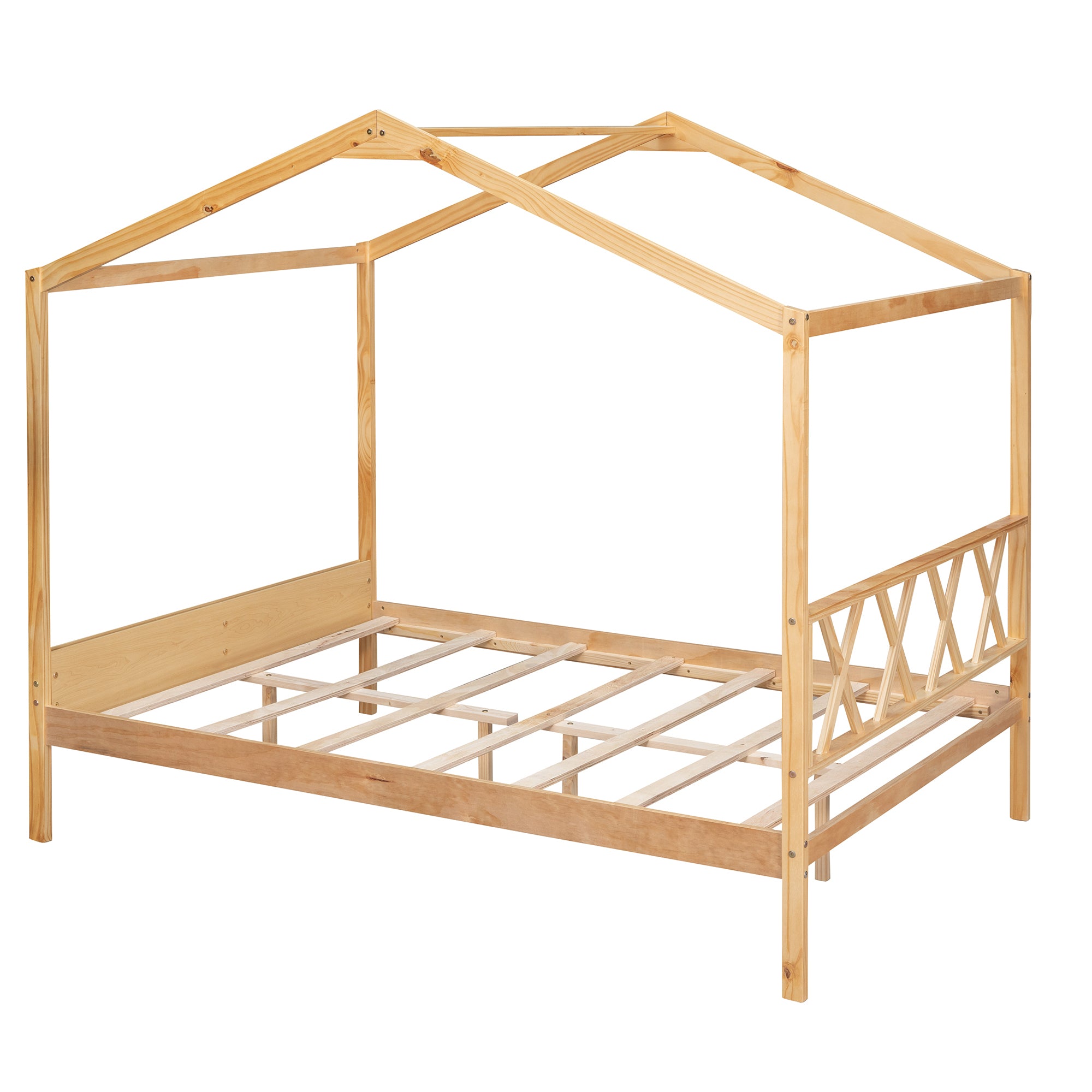 Full Size Wood House Bed with Storage Space, Natural (OLD SKU :LP000002AAM) - Atlantic Fine Furniture Melbourne FL