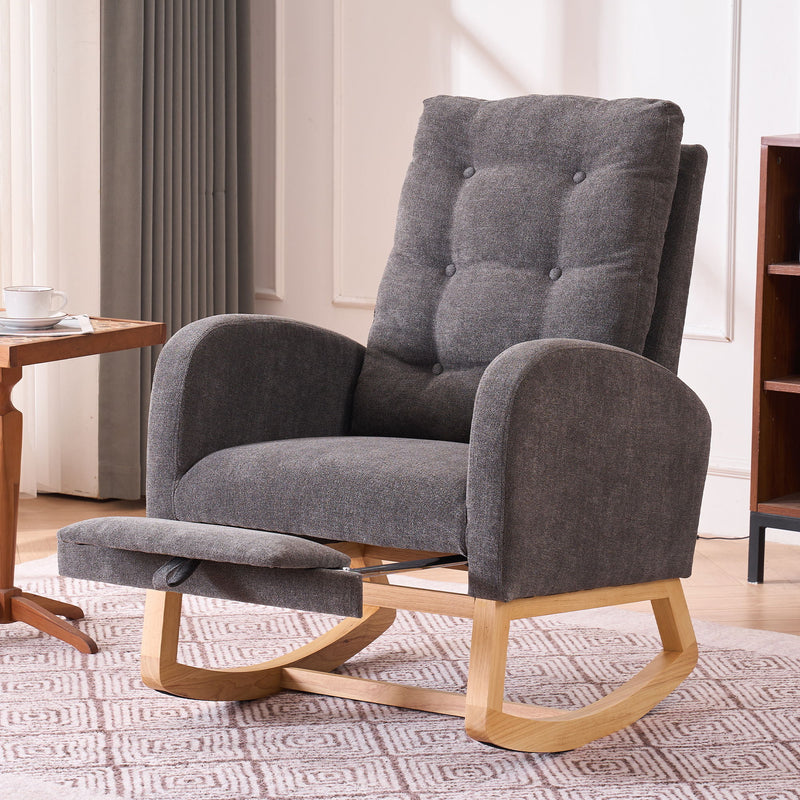 Accent Rocking Chair With Footrest, High Back