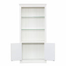 Retro Style Display Bookcase With Adjustable LED Ceiling Light And Tempered Glass Shelves - White