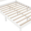 Full Size Wood Platform Bed with Crown Shaped Headboard, White