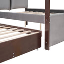 Full Size Upholstered  Canopy Bed with Trundle and 3 Drawers, Gray