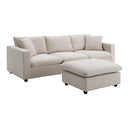 Modern Sectional Sofa With Throw Pillows, Cloud L Shaped Couch Set With Wide 4 Seat Comfy Couch Set With Movable Ottoman