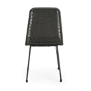 Outdoor Dining Chairs (Set of 2), Rattan Backrest And Cushions, Iron Frame - Dark Brown