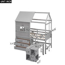 Twin Size House Loft Bed with Storage Desk and 3 Drawer Chest, Gray