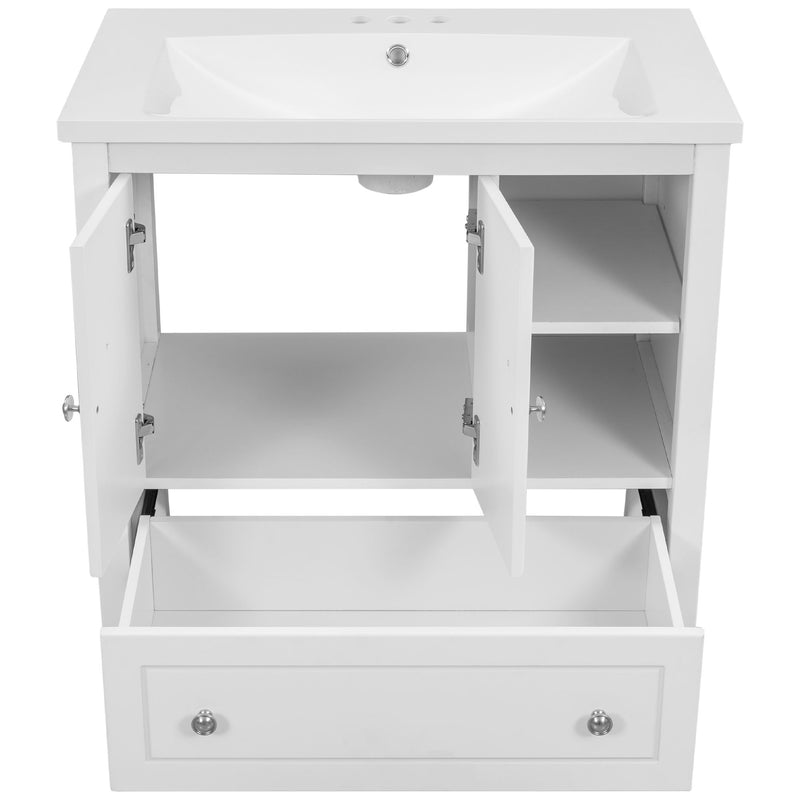 Bathroom Vanity With Sink, Bathroom Storage Cabinet With Doors And Drawers, Solid Wood Frame, Ceramic Sink