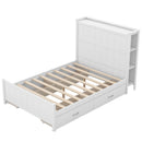 Full Size Platform Bed with Drawers and Storage Shelves, White