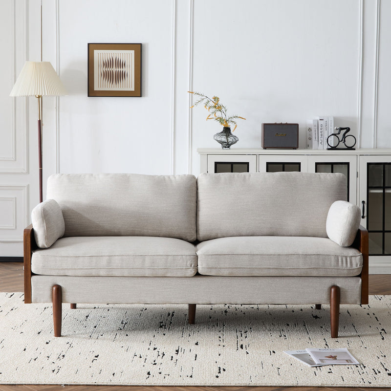 Mid Century Moderne Sofa With Wood Sides