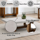 Keven - Coffee Table - Faux Concrete Top & Walnut