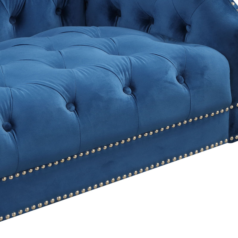 Modern Sofa Dutch Plush Upholstered Sofa With Metal Legs, Button Tufted Back