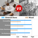 53" Modern Artificial Stone Round Carbon Steel Base Dining Table, Can Accommodate 6 People, Artificial Stone Turntable - White / Black