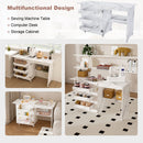 4 In 1 Folding Sewing Table With Lockable Wheels, Multi Functional Craft Station - White