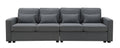 4 Seater Modern Linen Sofa With Armrest Pockets And 4 Pillows, Minimalist Style Couch For Living Room