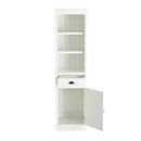 Retro Style 75'' Tall Display Shelf With Cabinet For Hallways Living Room Kitchen - White