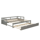 Extending Daybed with Trundle, Wooden Daybed with Trundle, Gray