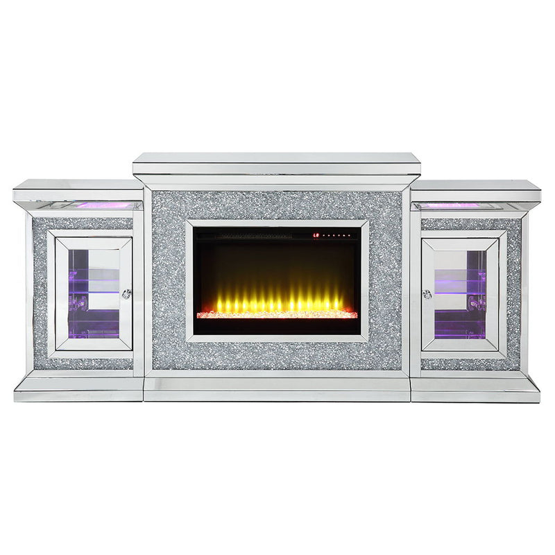 Noralie - Fireplace - Mirrored & Faux Diamonds - 39" - Atlantic Fine Furniture Inc