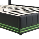 Upholstered Bed With Hydraulic Storage System And LED Light, With Sockets And USB Ports