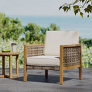 Maycen - Outdoor Club Chair With Wicker Accents - Teak