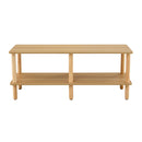 Modern Double Deck TV Cabinet With Open Storage Shelf, Rounded Legs