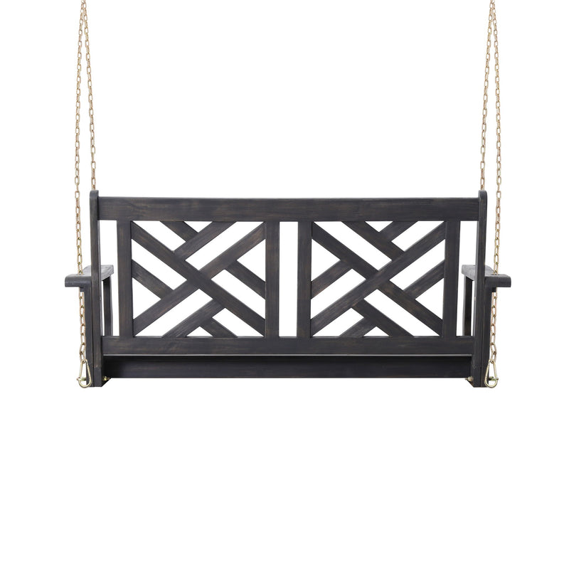 Alejandro - Acacia Wood Porch Swing With Slat Panel Seating