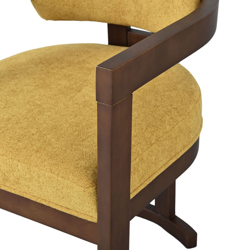7 Piece Elegant Dining Set With Upholstered Wood Dining Chairs - Yellow / Walnut / Rich Mahogany