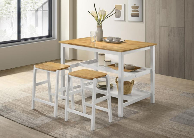 Edgeworth - Kitchen Island Counter Table With Pot Rack - White