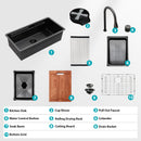 Undermount Stainless Steel Kitchen Sink With Pull Down Faucet & Ledge Workstation