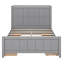 Full Size Platform Bed with Drawers and Storage Shelves, Gray