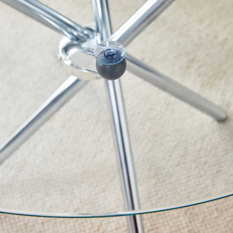 Modern Round Clear Glass Dining Table With Unique Metal Legs For 4 6 People - Silver