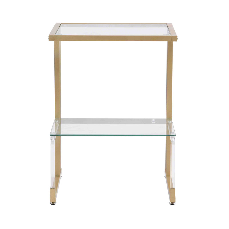 2 Tier Acrylic Glass End Table For Living Room