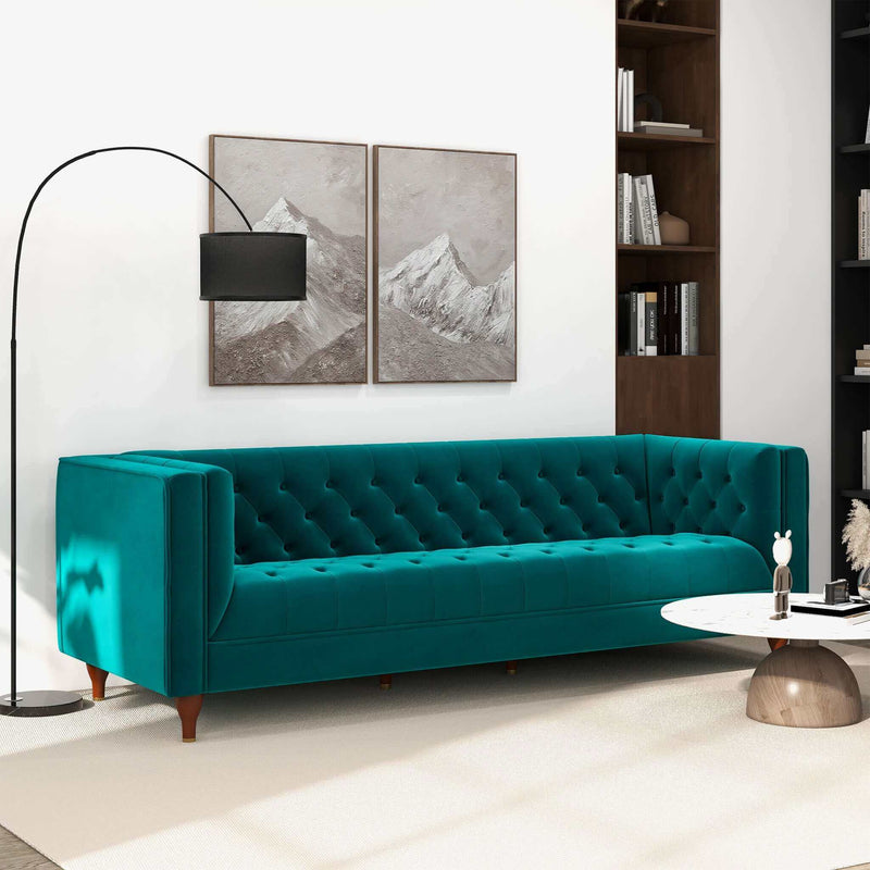 Evelyn - Mid-Century Modern Leather Luxury Chesterfield Sofa