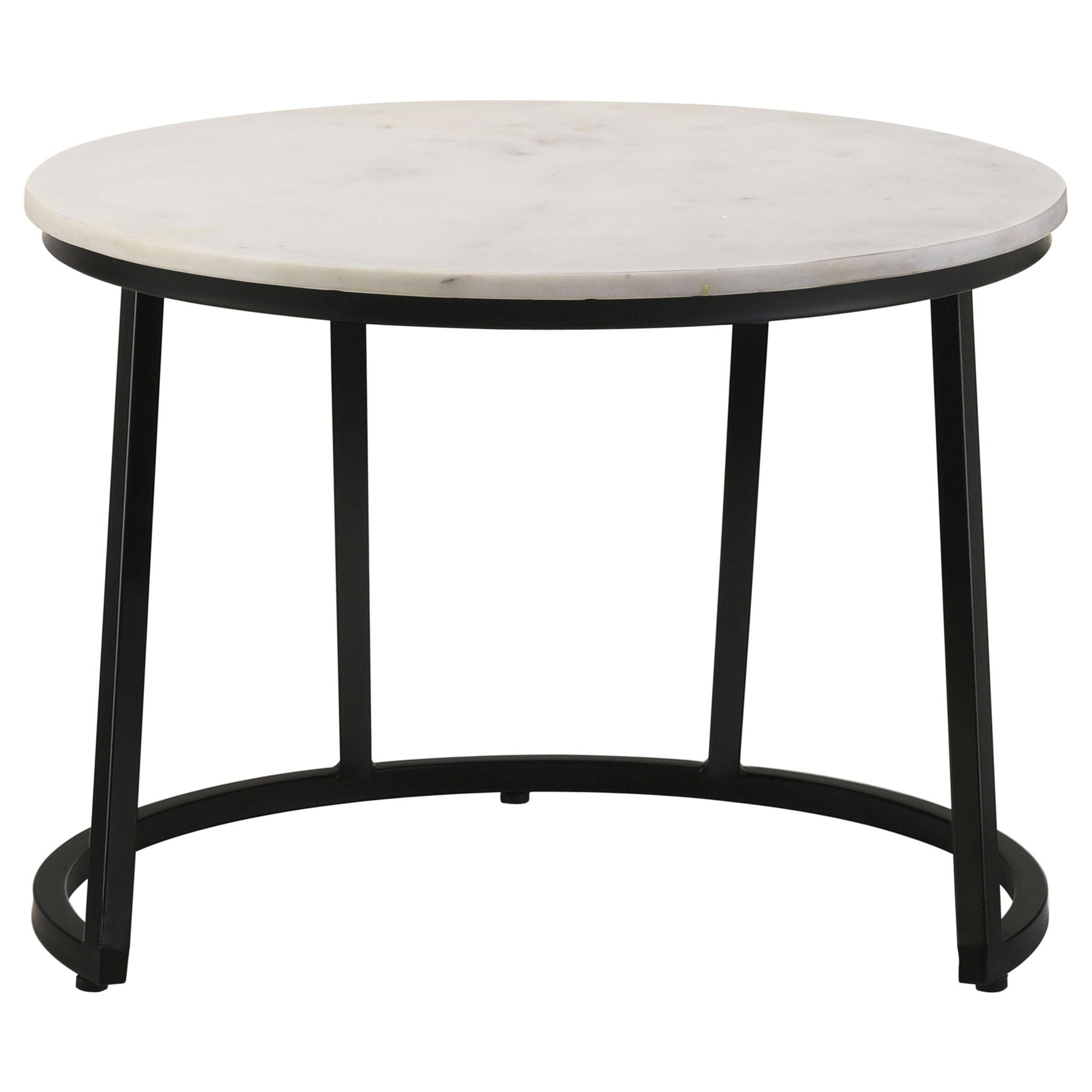 Miguel Round Marble Top Coffee Table White and Black - Atlantic Fine Furniture Melbourne FL