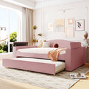 Upholstered Daybed With Storage Armrests, Trundle And Latest Integrated Bluetooth Audio System