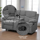 Kalen - Motion Loveseat With Console - Gray Chenille