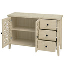 Hollowed Out Cabinet With 2 Door 3 Drawers, American Furniture, Suitable For Bedroom, Living Room, Study - Natural