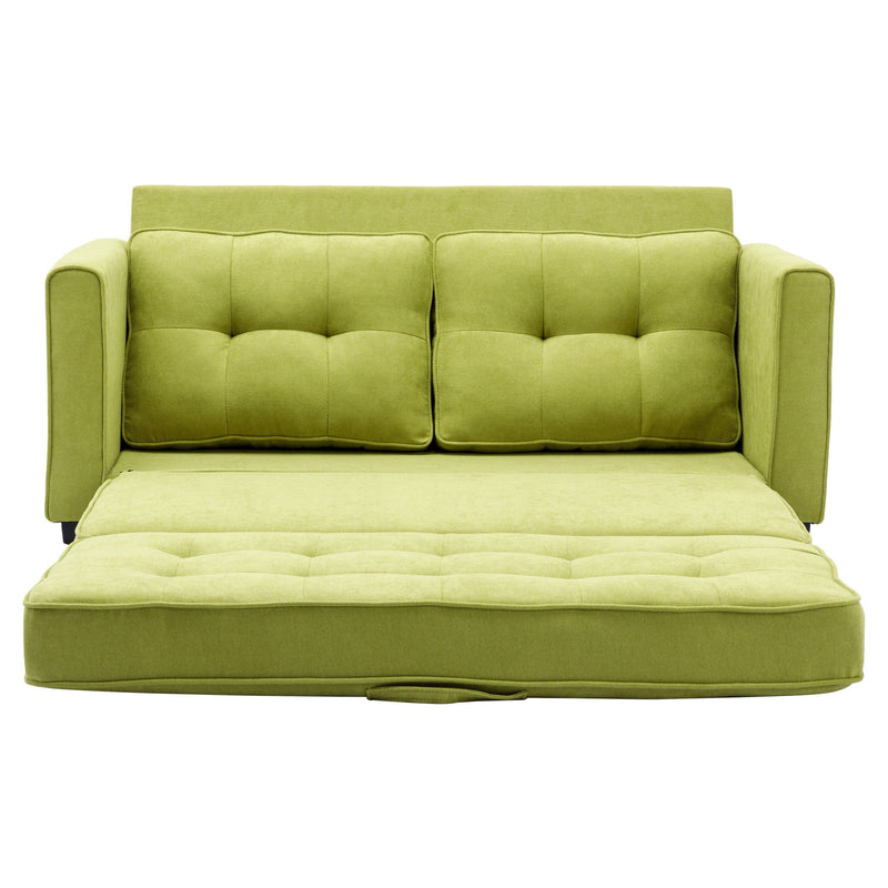 Loveseat Sofa With Pull-Out Bed Modern Upholstered Couch With Side Pocket For Living Room Office